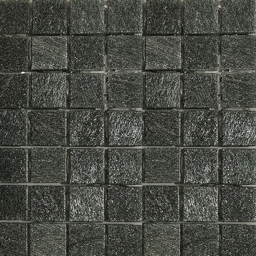 [N-01] Mosaico De Vidrio En Malla Negro Azulino Brillante 31.5x31.5 cm