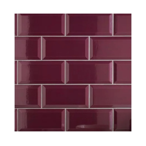 [PT03863] Ceramica Biselado Granate Brillante 7,5x15 cm